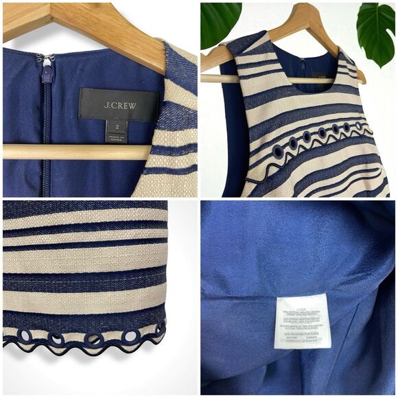 J. Crew Striped Scalloped Shift Dress with Grommets - Picture 10 of 10